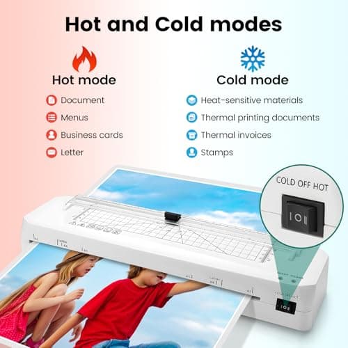 Laminator, A3 Laminator Machine with Built-in Trimmer, 70 Seconds Quick Warm-Up, Cold and Thermal Laminating with 50 Sheets, NTC Technology for Home Office School - Thumbnail 4