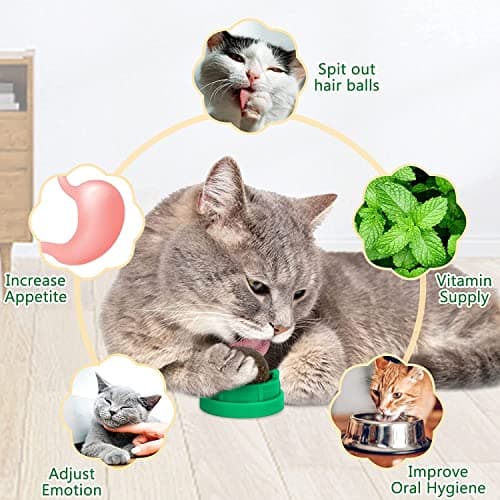 SINROBO 3 Pack Catnip Balls, Catnip Ball for Cats Wall, Edible Kitty Toys for Cats Lick, Safe Healthy Kitten Chew Toys, Teeth Cleaning Dental Cat Toys, Cat Wall Treats (Green) - Thumbnail 3