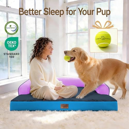 Comfort Expression Extra Large Dog Bed Orthopedic - XL Orthopedic Dog Beds Memory Foam Pet Couch Waterproof Sofa Bolster with Removable Cover - 42 x 30 - Thumbnail 6