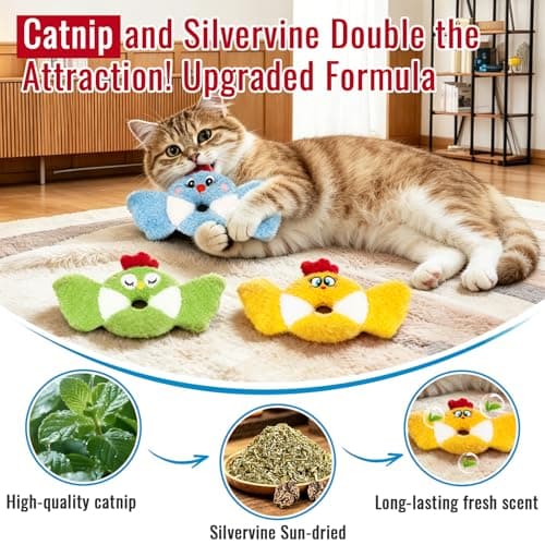 Retro Shaw Bird Cat Toy with Catnip & Silvervine - Interactive Realistic Kitten Toy with Crinkle Sound for Indoor Cats, Best Cat Kick Toy to Satisfy Natural Hunting Instincts - Thumbnail 2