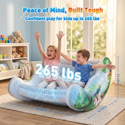 Sensory Chair for Kids, Inflatable Rocking Chair for Kids with Autism & ADHD, Air Cloud Rocker for Toddler as 3 4 5 6 7 8 Year Old Boy Girl Gifts, Autism Sensory Products Training Body Coordination - Thumbnail 3
