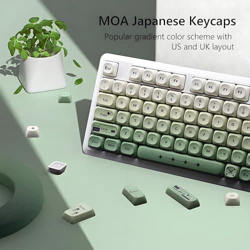 AKepopery MOA Key caps 134 Keys PBT Keycaps Set for Cherry Gateron MX Switches Mechanical Keyboard Key Cap (Gradient Green) - Thumbnail 4