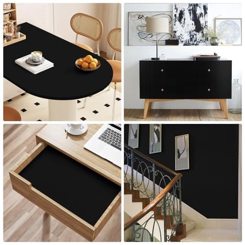 LXCREAT Black Wallpaper Peel and Stick Modern Matte Contact Paper Solid Color 15.7in×78in Removable Self Adhesive Waterproof Renter Friendly Wallpaper for Bedroom or Cabinets Shelves Walls Decoration - Thumbnail 4