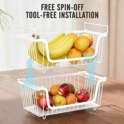 GAOKASE 6 Pcs Stackable Wire Baskets for Pantry Organizers and Storage, - Thumbnail 4