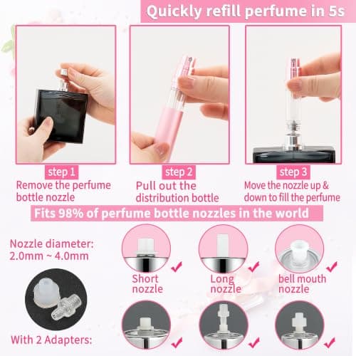 ANTOKX Perfume Travel Spray Bottle Atomizer - 5ML Perfume Atomizer, Scent Pump Case, Luxury Leakproof Refillable Spray Bottle for Women (Pink) - Thumbnail 4