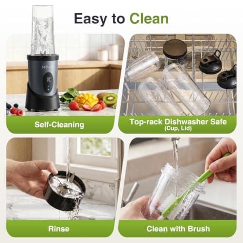 KOIOS Smoothie Blender, 900W Personal Blender for Shakes and Smoothies for Kitchen with 2 Portable Cups 22oz, Single Serve Smoothies Maker Mixer for Juices, Nutritious Recipe, Grey Blue - Thumbnail 6