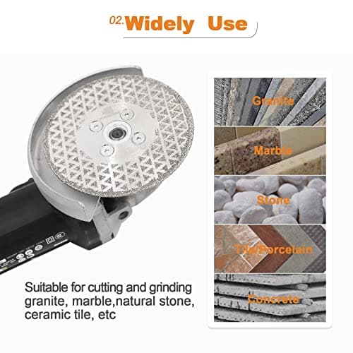 Electroplated Diamond Cutting Grinding Disc,BRSCHNITT 5 Inch 125mm for Granite Marble Single Side Coated Diamond Grinding Wheel with 5/8-11 Flange Angle Grinder Saw Blade - Thumbnail 3