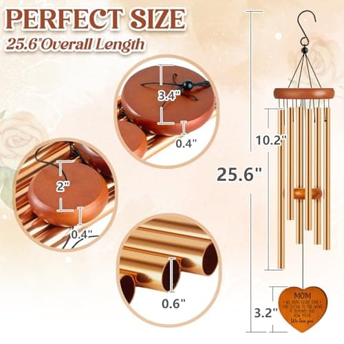 Gifts for Mom, Mom Birthday Gifts Wind Chimes 25.6", Garden Hanging Decor Gift Suitable for Moms from Daughter Son, Unique Mother Gift for Christmas, Valentines Day, Mothers Day, Patio Decoration - Thumbnail 6