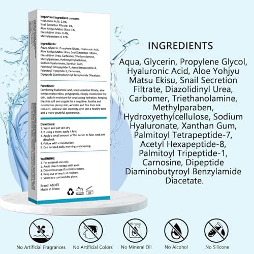 2.3% Hyaluronic Acid Serum for Face with 1% Snail Secretion Filtrate Deep Moisturizing Anti-Aging Anti-Wrinkle (3Pack-Each 15g) - Thumbnail 2