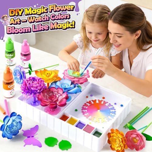 Coodoo DIY Flower Craft Kits, Magic Dyeing Florist Bouquet Maker Art Supplies Arts and Crafts for Kids Ages 4-6 4-8 8-12, STEM Montessori Toddler Kids Toys Birthday Easter Gifts for Girls Boys - Thumbnail 4