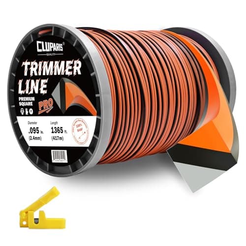 Cluparis .095-Inch Heavy Duty Trimmer Line, 5lb 1365ft Professional Square Weed Eater String, 3-Component Tri-Extrusion for Extra Durability, Fits Echo Husqvarna Ryobi, with Super Line Cutter - Image 1