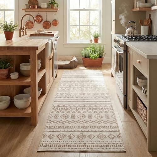 GRANNY SAYS Rug Runners for Hallways Non Slip, Washable Runner Rug for Kitchen Floor, Carpet Runner for Entryway, Laundry Room, 2x6 Long Kitchen Rugs with Rubber Backing, Vintage Rug (Boho-Khaki) - Image 1