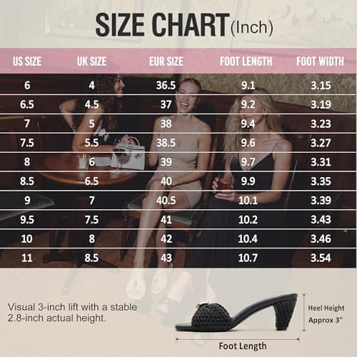 Vepose Women's Woven Ring Charm Mule Heels Square Open Toe Sandals - Thumbnail 6