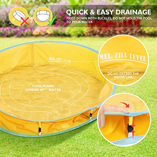Peradix Paddling Pool for Kids & Pets, Kids Ball Pit Tent 3 in 1, Pop Up Wading Pool Tent with UV Protection Sunshade Canopy Basketball Hoop, Portable Beach Backyard Toys for Indoor Outdoor Activity - Thumbnail 5