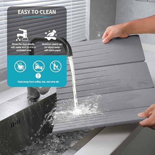 Extral Large Quick Dry Stone Drying Mat for Kitchen Counter,28x16 Inch Collapsible Eco-Friendly Absorbent Diatomaceous Earth Mat for Dishes Cups (Medium Gray-Upgraded Version, 16x12 inch) - Thumbnail 4