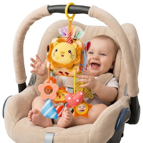Montessori Toys Baby Tissue Box Toy for 6-12 Months, Car Seat Toys for Babies, Car Seat Hanging Sensory Toys Pulling Play Scarf with Crinkle Textures, Newborn Gifts Toys, Soft Textured Baby Toys​ - Image 1
