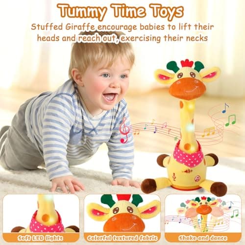 MILEGI Dancing Talking Musical Giraffe Toy, Tummy Time Toy with Volume Adjustment, Singing Giraffe Stuffed Animal 10 Children's Songs Light Up Toys, Repeating What You Say, Baby Toy - Thumbnail 3