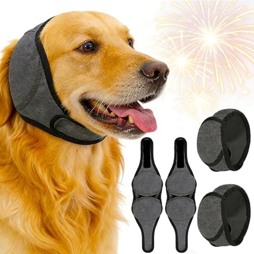 2-Pack Dog Ear Muffs Noise Protection for Fireworks & Thunder, Adjustable Padded Dog Ear Covers for Anxiety Relief, No Flap Ear Wrap for Dogs - Pet Calming Hood for Grooming & Bathing, Recovery, L - Image 1
