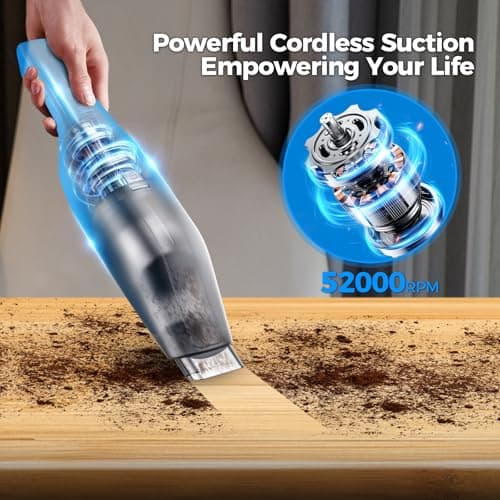 Antaha Handheld Vacuum Cordless - Car Vacuum Cleaner with 11000Pa Powerful Suction,1.2lbs Lightweight, Type-C Charge, Multiple Accessories, Portable Hand Vacuum for Home, Pet and Car - Thumbnail 2