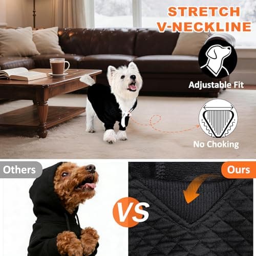 2 Pack Dog Hoodie for Small Medium Large Dogs, Soft Warm Dog Sweater Jackets Winter Fall Pet Hooded Clothes Custume Dogs Sweatshirt with Leash Hole and Pocket, Black ans Grey, S - Thumbnail 4