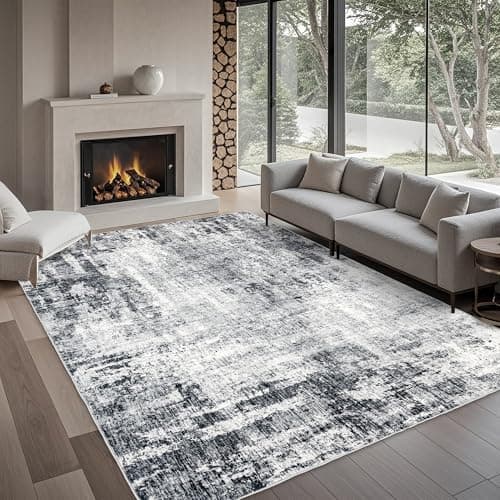 Ruicharm Washable 8x10 Area Rug: Modern Large Rugs for Living Room Dining Room Bedroom Office Indoor - Non-Slip Carpet Home Decor - 8x10 Black Grey - Thumbnail 4