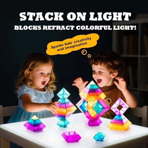 30-Piece Building Blocks Set for Kids - STEM Preschool Learning Activities Ages 3-6 Years Old, Light Table Compatible Educational Stacking Toys - Thumbnail 4
