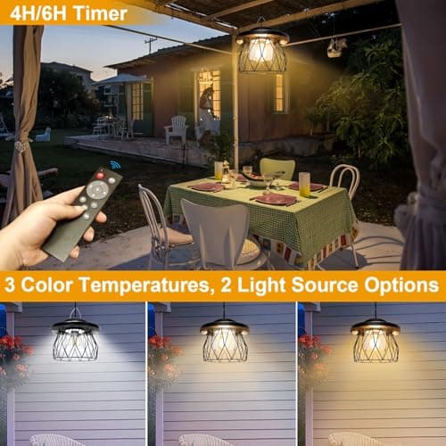 Solar Pendant Lights for Outdoor and Indoor,Solar-Powered, Motion-Activated, Remote-Controlled, 5 Lighting Modes, Warm/Cool White, Weatherproof,Ideal for Sheds, Garages, Patios, Gardens, and Barns - Thumbnail 3