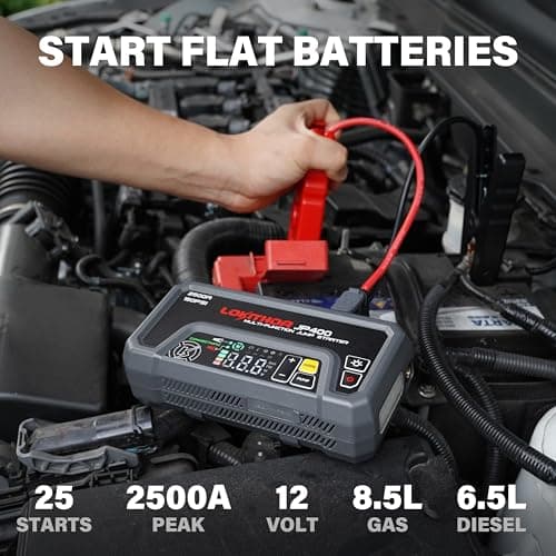 LOKITHOR JP400 Jump Starter with Air Compressor, 2500A 12V Car Battery Jumper Starter Portable (8.5L Gas/6.5L Diesel) Jump Box for Car Battery with ConnectMax, 150PSI Tire Inflator, Jumper Cables - Thumbnail 3