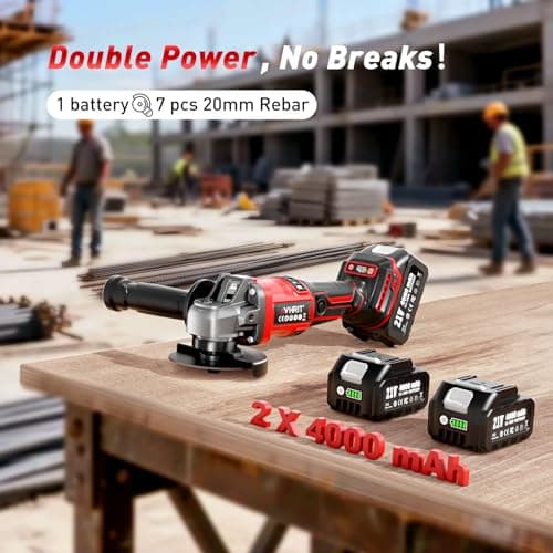 Avhrit Cordless Angle Grinder 4-1/2 Inch, 21V Brushless Battery Grinder Tool with 2×4.0Ah Batteries, Adjustable 3-speed with LED for Metal Cutting, Grinding, Rust Removal - Thumbnail 3
