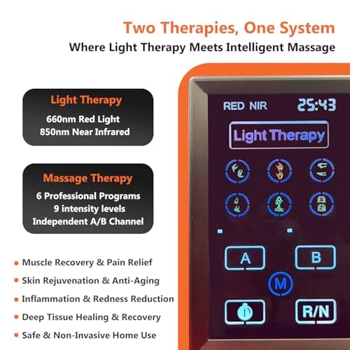 SUBRUN Red Light Therapy for Body and Face, Red Light Therapy Panel Dual Chip LED with 660nm 850nm Near-Infrared, High Power Full Body for Muscle Recovery, Joint Pain Relief, Skin Rejuvenation at Home - Thumbnail 5