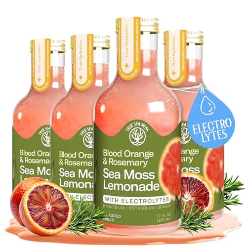 Blood Orange Rosemary Sea Moss Electrolyte Lemonade – Citrus Herbal Hydration Drink – Sea Moss & Electrolytes – 4 x 12 fl oz Bottles – Made in USA - Image 1