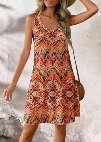 ATHMILE Womens Summer Dresses V Neck Sleeveless Tank Sundresses Beach Vacation Casual Clothes with Pockets - Thumbnail 4