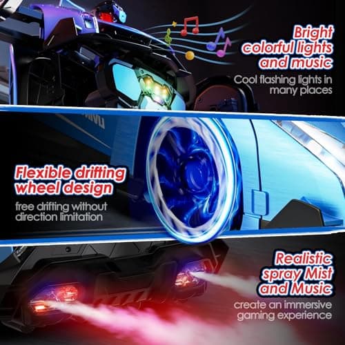 Holyton Big 1:10 Scale Transform RC Car & Robot – One-Button Transformation, Gesture Sensing, LED Lights, Music & Fog Spray, 2 Batteries 80 Mins Play, Birthday Gift for Boys Girls Ages 3-12 - Thumbnail 6