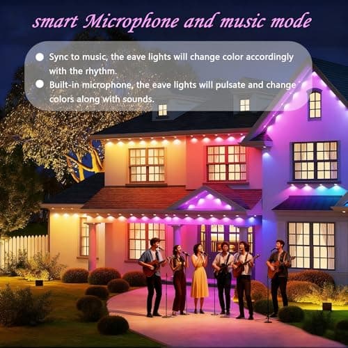 Honche Permanent Outdoor Lights Eaves Light House Light Outdoor Permanent Lights for Holiday,Party, Daily,Multicolor (mulito Color, 54ft with 36 Lights) - Thumbnail 2