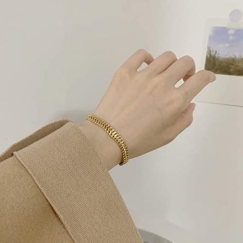 Alegend Titanium Steel (Not Rust, Resist Corruption, Easily Clean) 18K Gold Woven Bracelet with Adjustable Chain - A Must - Have Gift for Womentylish, Durable & Ideal Giftable Chain - Thumbnail 2
