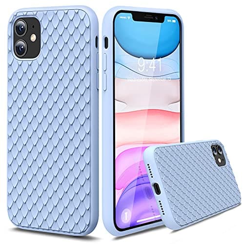 TISOOG for iPhone 11 Case [Cute Dragon Scale Series] Anti-Scratch Microfiber Liner, Shock Absorption Gel Rubber, Liquid Silicone Full Body Drop Protection Case for iPhone 11 - Light Blue - Image 1