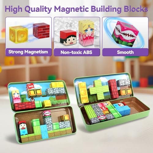 PetPalace Mini Magnetic Blocks - Travel Magnetic Blocks with Portable Iron Box, STEM Magnetic Building Toys, Preferred Gifts for Christmas, Birthdays & Special Occasions - Thumbnail 3