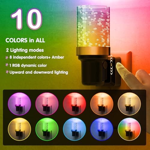L LOHAS LED Night Light, 2 Pack Dimmable Night Lights Plug into Wall, Color Changing Nightlight RGB with Auto Light Sensor for Halloween, Christmas, Holiday, Hallway Bedroom Kids Room - Thumbnail 2
