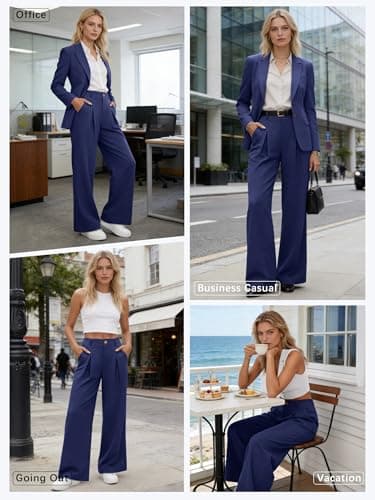 ANRABESS Women Wide Leg Dress Pants 2026 Summer High Waisted Business Casual Work Trousers Dressy Office Palazzo Pants Slacks Deep Blue X-Large - Thumbnail 6
