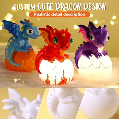 JMMICO Paint Your Own Dragon Lamp Craft Kit, Dragons Crafts DIY Night Light, Dragon Gifts for Girls Boys, Arts and Crafts for Kids Ages 8-12, Dragons Party Activities, Painting Kit for Kids 6+ - Thumbnail 2