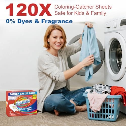 TIVERAIN Laundry Color Catchers Sheets 120 Count,Color Catchers for Laundry Allow Clothes Mixed Washes and Prevents Color Run,Color Grabber Laundry Sheets,Fragrance Free Color Remover for Clothes - Thumbnail 6