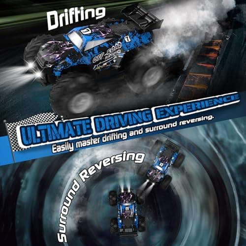 Hielse Remote Control Car, All-Terrain Remote Control Truck for Boys, Rechargeable Rc Truck with LED, 1:20, 10KM/H, 2 Motors, 2.4GHZ, Speed Friendly, Sturdy, Rc Cars for Christmas, Kids, Beginner - Thumbnail 3