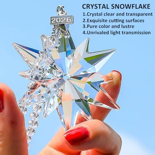2026 Annual Christmas Ornaments Crystal Snowflake Star, Sparkly Crystal Ornaments for Christmas Tree, Beautiful Christmas Ornaments for Women Girls - Thumbnail 6
