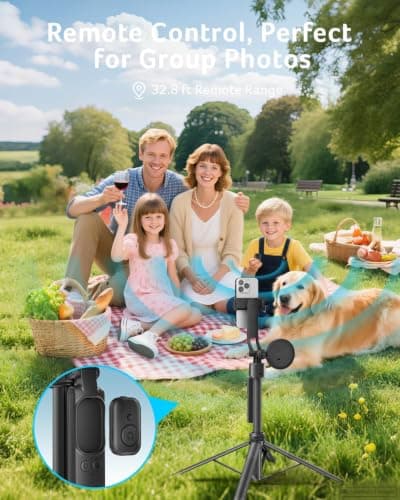 Acer Gadget Auto Face Tracking Tripod for iPhone/Cell Phone/Android/Camera with Light and Remote, 64", No App, 360°Rotating Tripod Selfie Stick for Tiktok YouTube Vlog Live Streaming Video Recording - Thumbnail 6