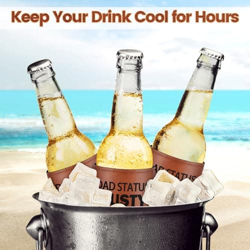 Leather Can Cooler for Men, Gifts for Dad from Daughter Son for Fathers Day Bottle Can Drink Sleeve Holder 12Oz Dad Gifts, Funny Dad Birthday Gifts Cooler for Cans - Thumbnail 4