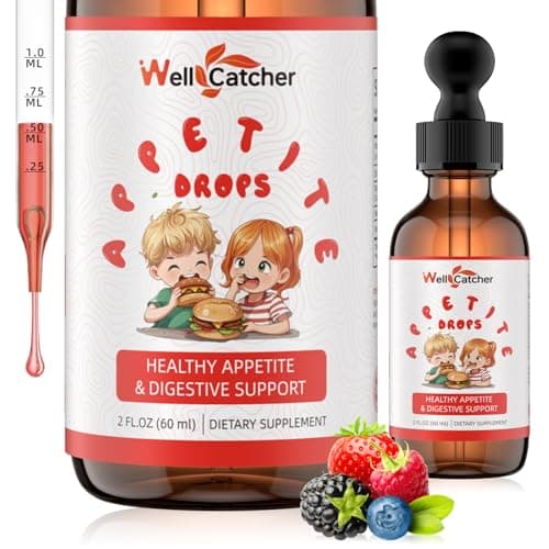 Wellcatcher Appetite Booster Drops for Kids Adults: Picky Eater Vitamins Support Gut Health Height Growth & Nutritional Balance with Bromelain Hawthorn Zinc, Sugar Free Vegan 60ML - Image 1