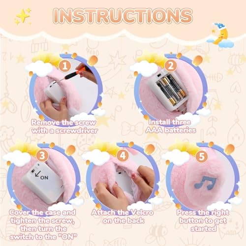 FATIRO Breathing Stuffed Animal Bunny Plush, Soothe Snuggle Easter Bunny Plush with Soft Light & Music, Interactive Realistic Breathing Motion & Gentle Snoring Breathing for Anxiety Adults and Kids - Thumbnail 5