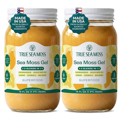 TrueSeaMoss Sea Moss Gel – Made in USA – 5-in-1 Formula – Wildcrafted Seamoss, Ashwagandha & Jarred Vegetables – Ashwagandha, Pack of 2 (Labels may Vary) - Image 1