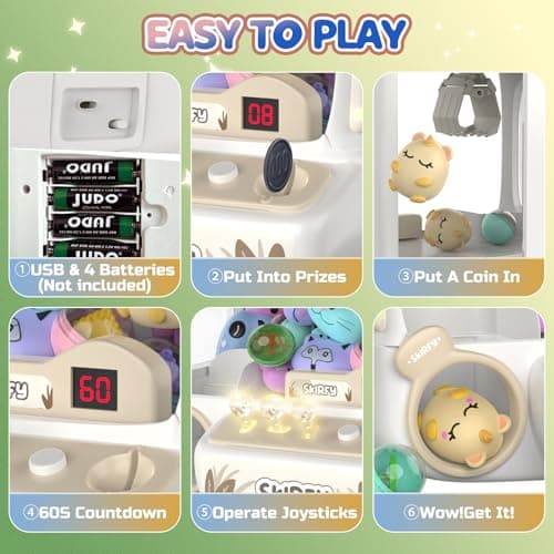 Skirfy Claws Machines for Kids Bear,Vending Machines Toys with Sound,Lights and Furbys for Girls,Arcades Games Toys for Ages 8-13,Birthday Party for 6 7 8 9 Year Old Boys Girls - Thumbnail 5