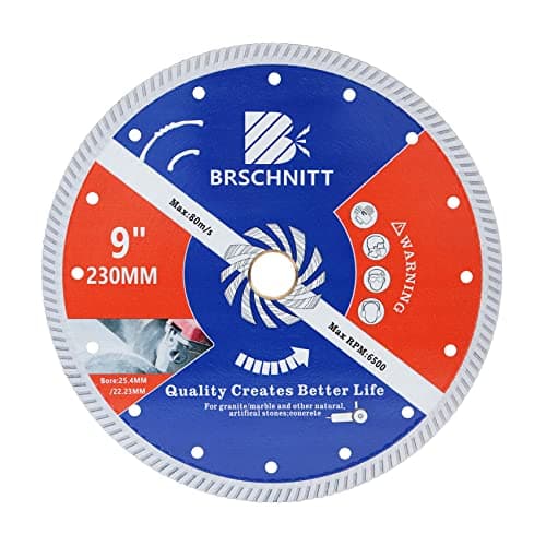BRSCHNITT Diamond Blade for Masonry, 9 Inch (230mm) with Arbor 1"-7/8" Dry/Wet Continuous Rim Diamond Cutting Disc for Granite, Marble, Stone, Reinforced Concrete - Image 1
